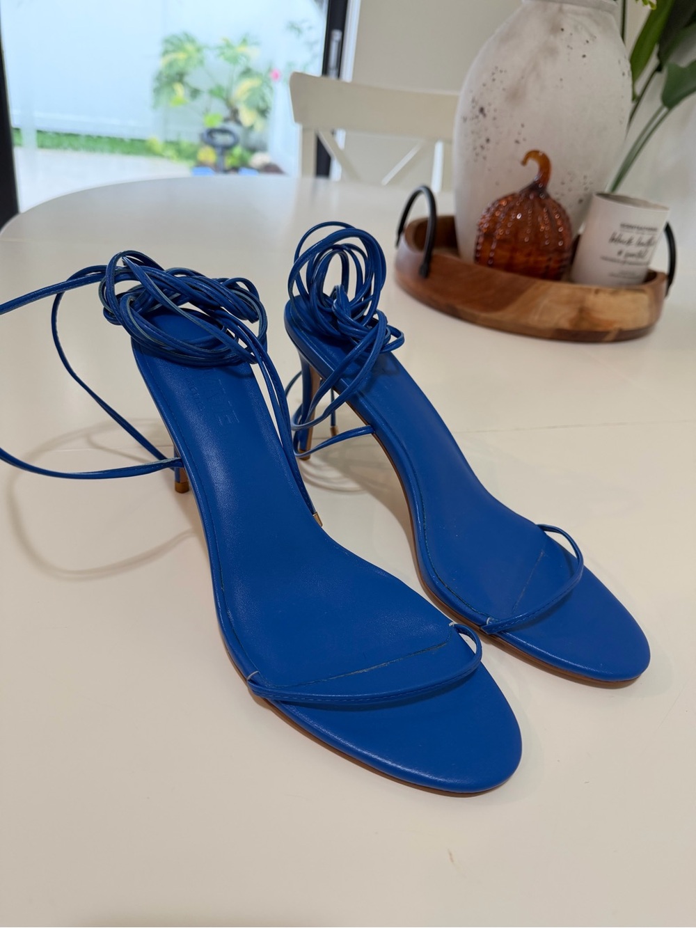 La Femme Bold Royal Blue Lace-Up Strappy Heels